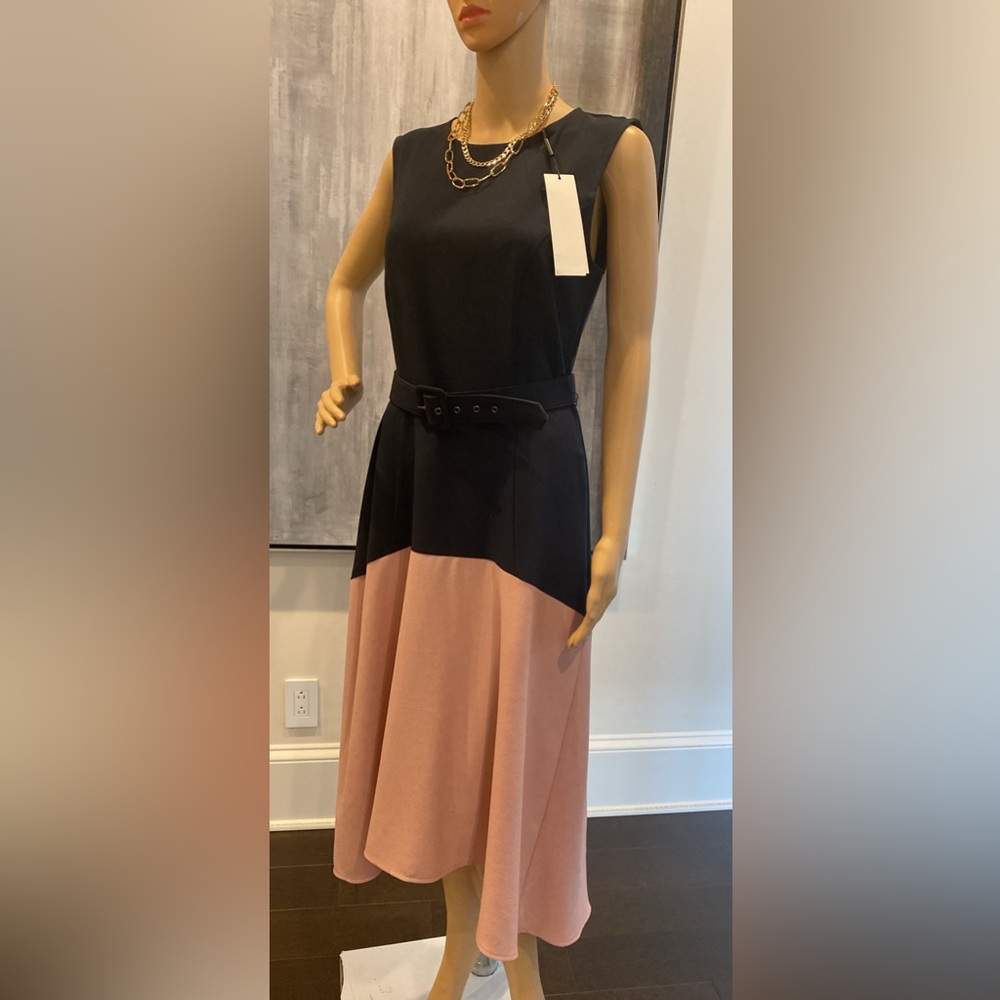 Maggy London Black and Pink Asymmetrical Dress